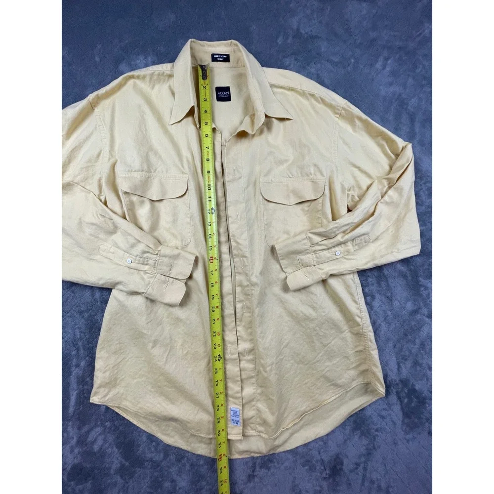 Acorn by Bob Goldfeder Mens Yellow Cotton‎ Button Down Shirt Made in Italy ML